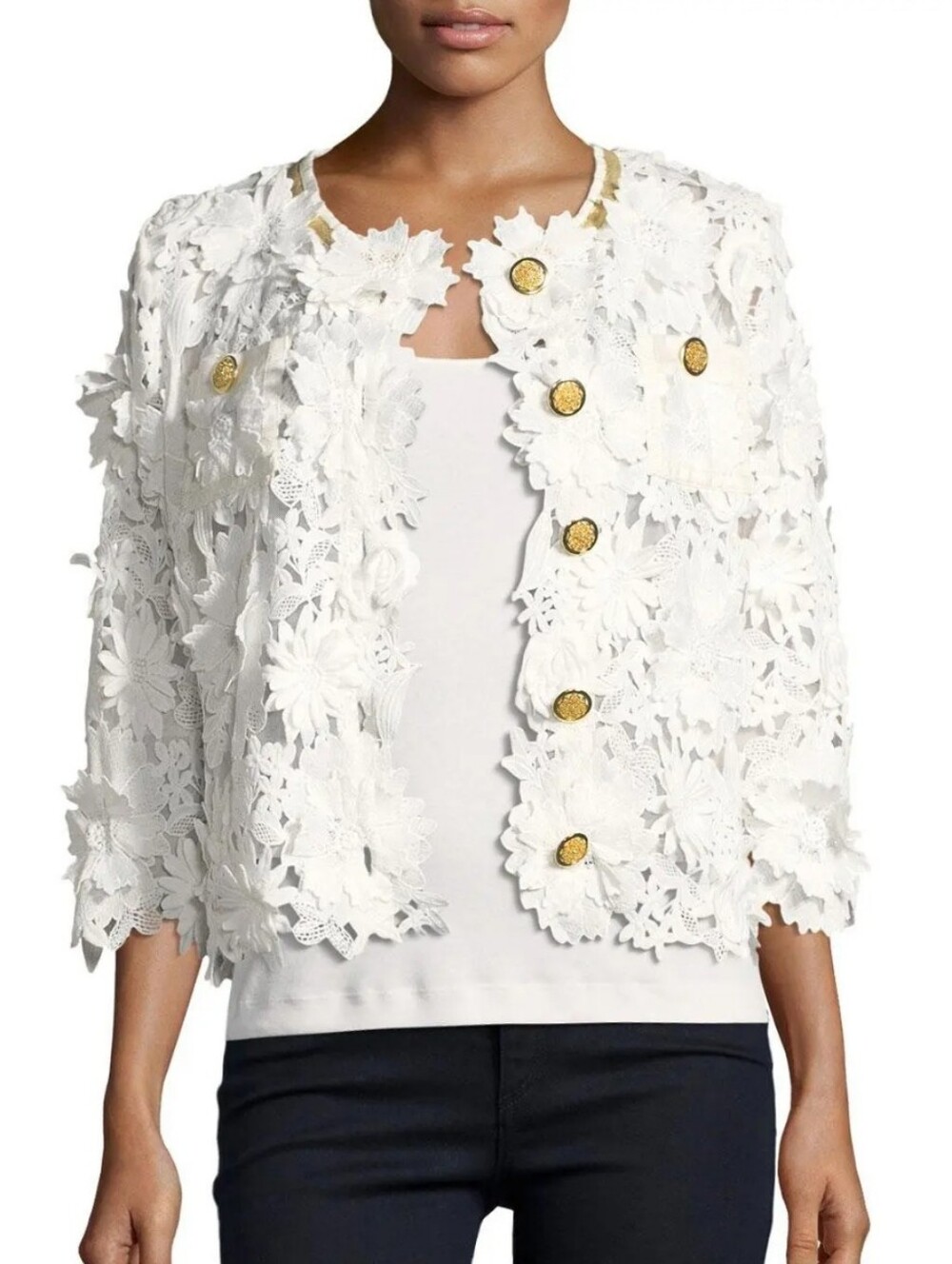 Micheal Simon Floral Crochet Jacket Small